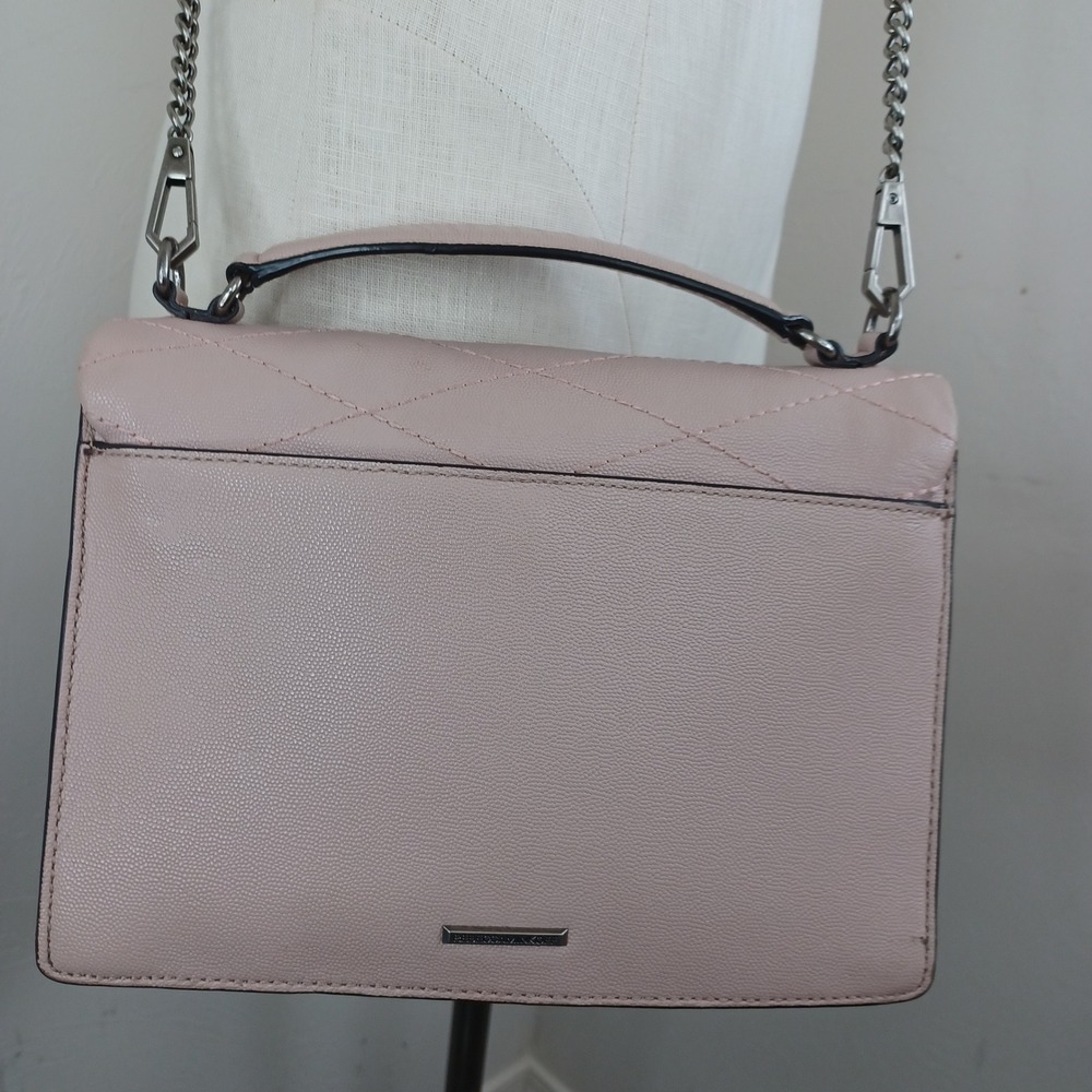 Rebecca Minkoff Love Crossbody Bag Blush Pink Quilted Pebbled Leather Silver HW - Picture 3 of 14